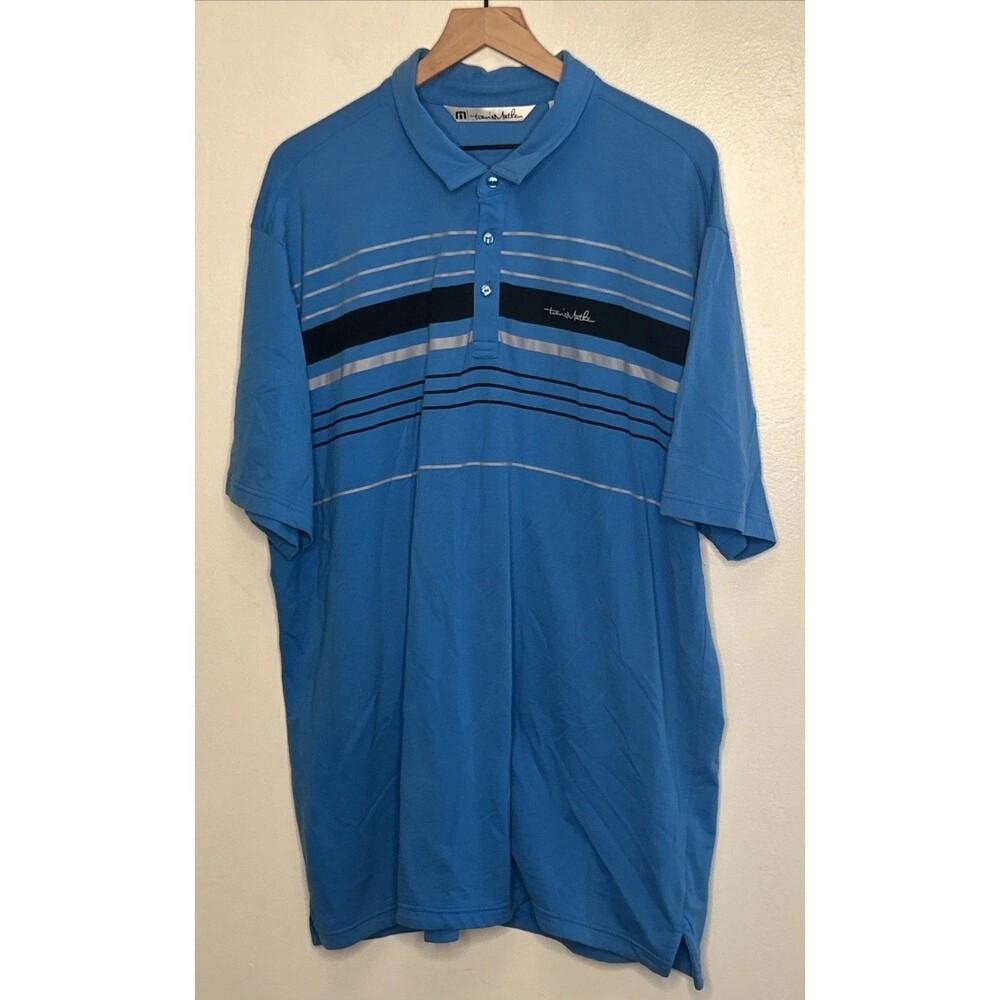 Travis Mathew Shirt XXL Golf Polo Blue Cotton Poly Elastic Blend